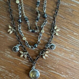 Lia Sophia Multi-Strand Necklace with Gold, Silver and Metal Details